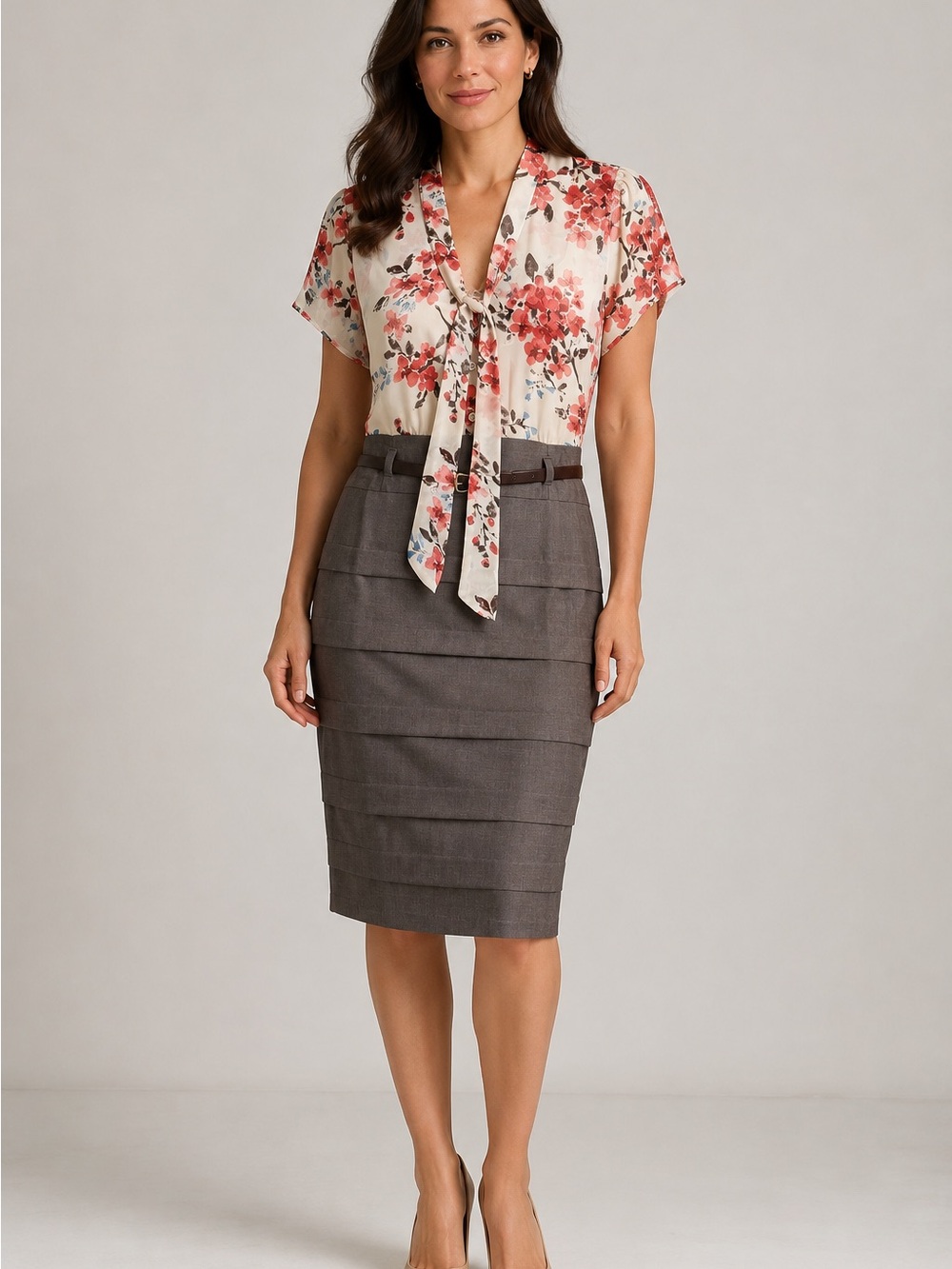 Maurices Floral Tie Neck Belted Tiered Dress Size
9/10